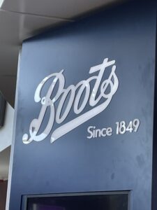 Image of a Boots store sign