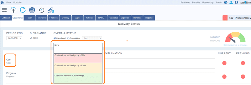 PM3 showing rag status