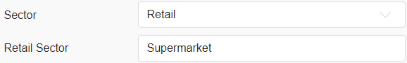 The Retail sector field appears on the Project page if 'Retail' is selected in the Sector field